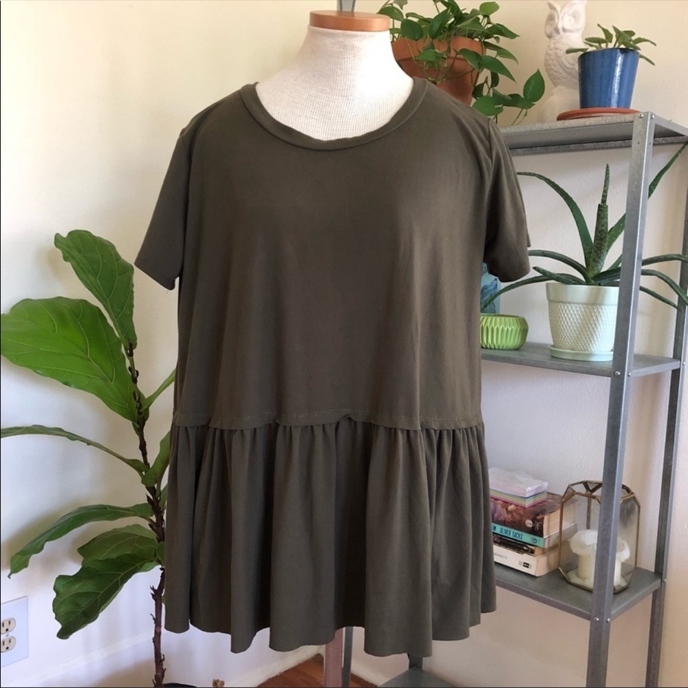 Olive babydoll tee